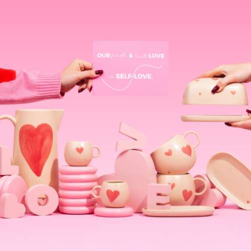 Cozy Hearts Stoneware Medium Cup 220ml 2 Pieces Set