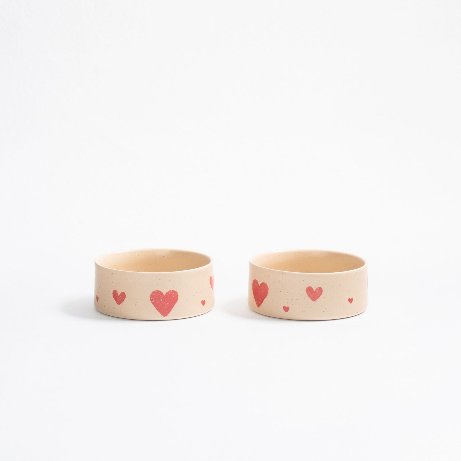 Cozy Hearts Stoneware Pet Bowl 14cm 2 Pieces Set