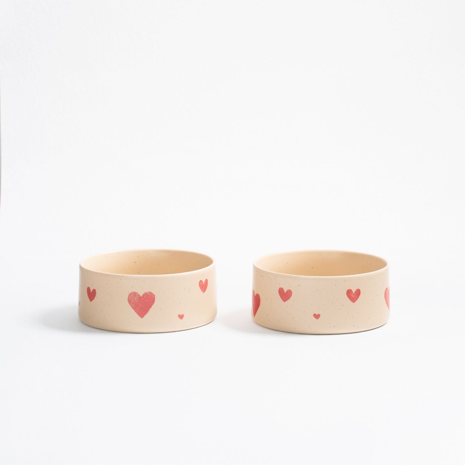 Cozy Hearts Stoneware Pet Bowl 16,5cm 2 Pieces Set