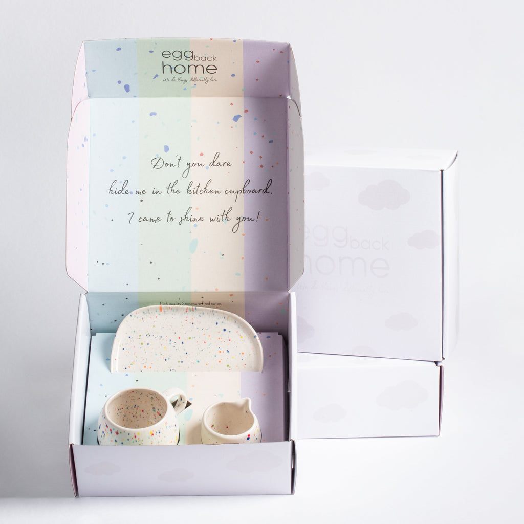 New Party Set 1 Small Tray + 1 Medium Ball + 1 Milk Jug - Gift Collection - White - Egg Back Home