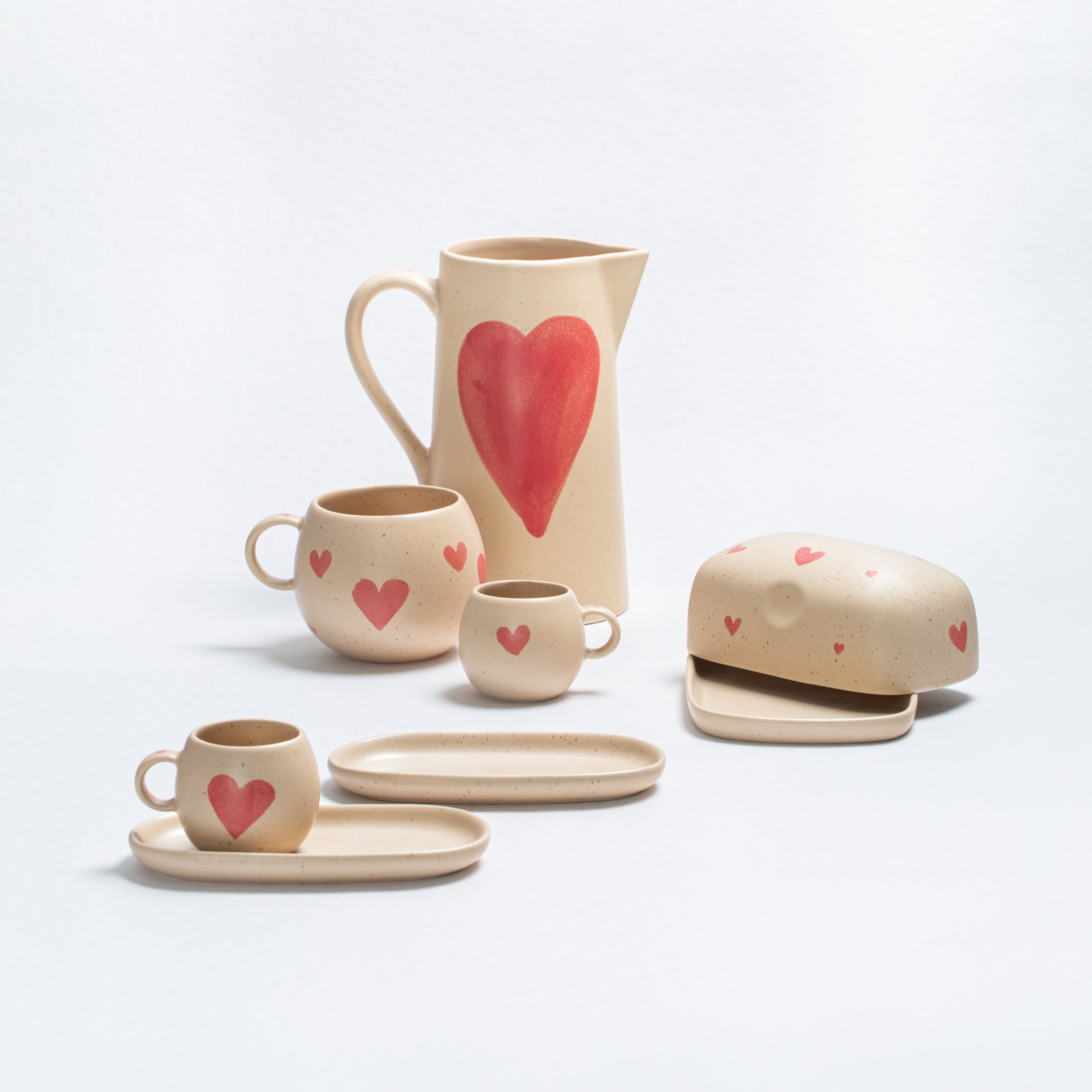 Cozy Hearts Stoneware Espresso Coffee Ball Mug 90ml Limited Edition