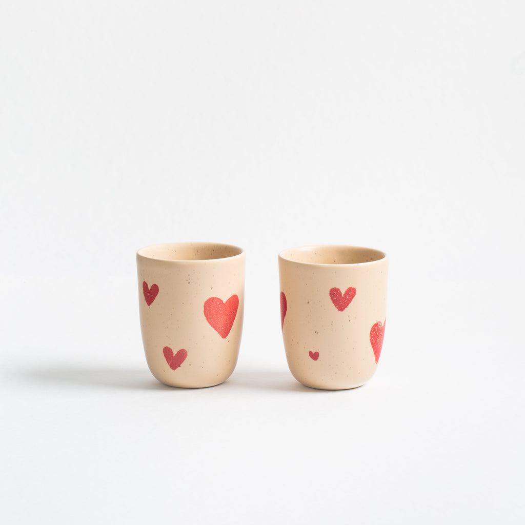 Cozy Hearts Stoneware Medium Cup 220ml 2 Pieces Set