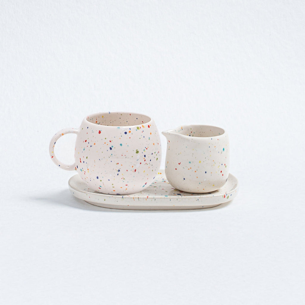 New Party Set 1 Small Tray + 1 Medium Ball + 1 Milk Jug - Gift Collection - White - Egg Back Home